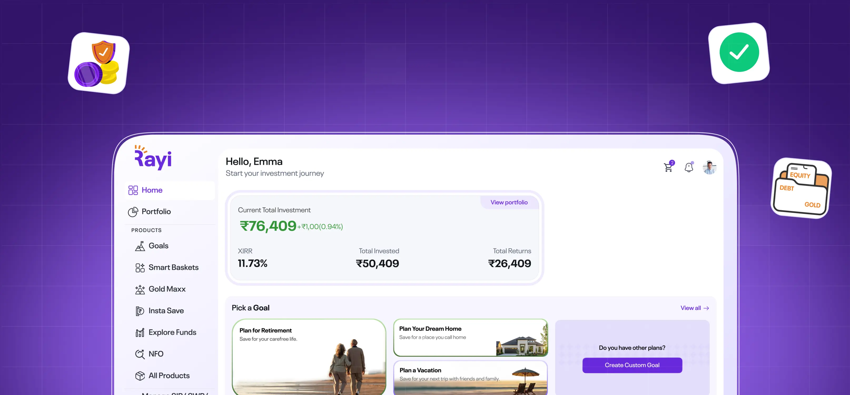 Goal-Based Mutual Fund, SIP & Digital Gold Investment Platform Development for Rayi