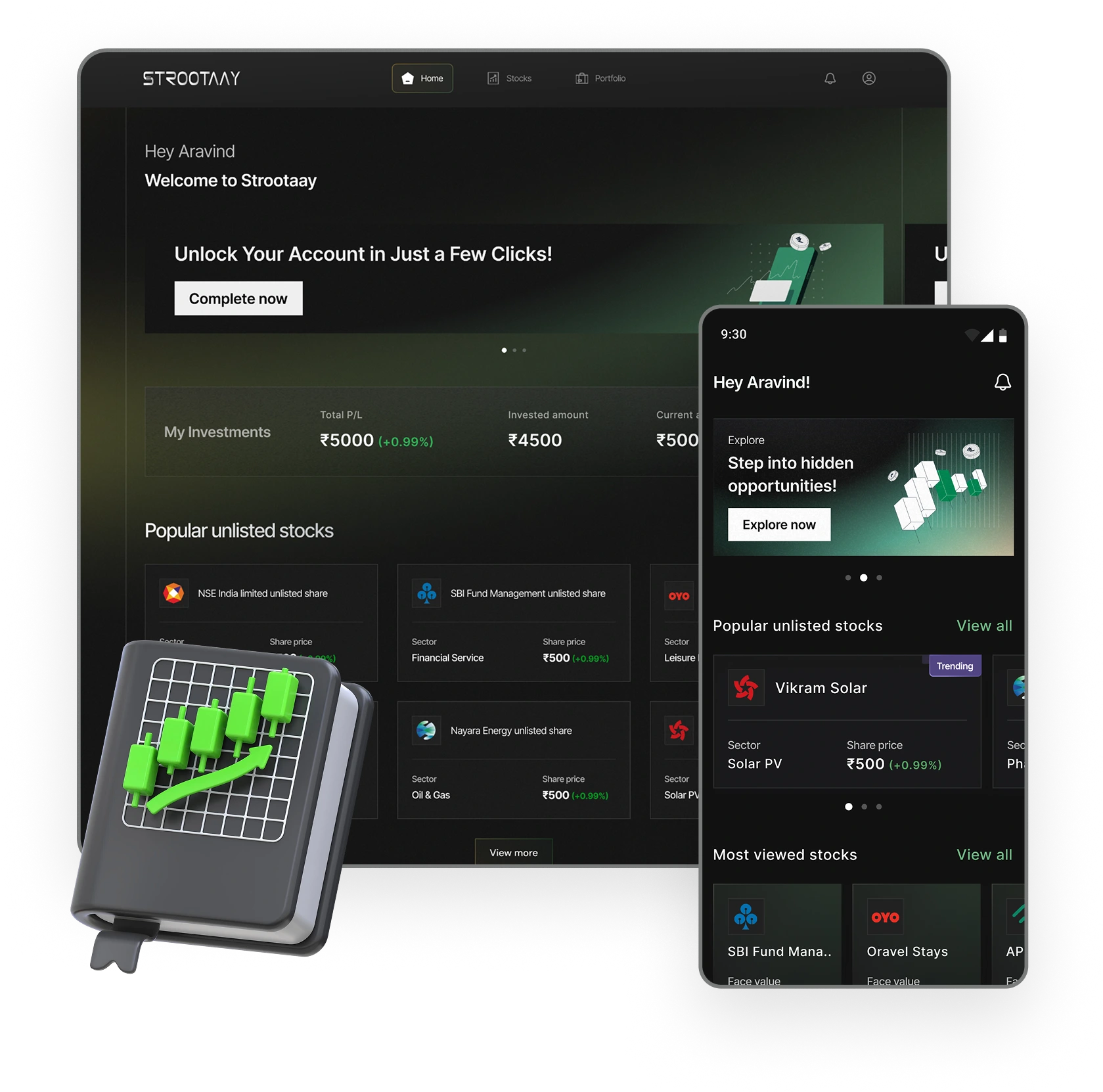 Customer investment app for mobile and web